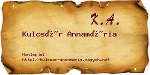 Kulcsár Annamária névjegykártya